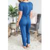 imagePRETTYGARDEN Jumpsuits for Women 2026 Spring Summer Casual Dressy Short Sleeve Romper Airport Vacation Travel OutfitsGrey Blue