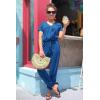imagePRETTYGARDEN Jumpsuits for Women 2026 Spring Summer Casual Dressy Short Sleeve Romper Airport Vacation Travel OutfitsGrey Blue
