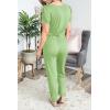 imagePRETTYGARDEN Jumpsuits for Women 2026 Spring Summer Casual Dressy Short Sleeve Romper Airport Vacation Travel OutfitsLight Green