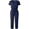 imagePRETTYGARDEN Jumpsuits for Women 2026 Spring Summer Casual Dressy Short Sleeve Romper Airport Vacation Travel OutfitsNavy