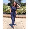 imagePRETTYGARDEN Jumpsuits for Women 2026 Spring Summer Casual Dressy Short Sleeve Romper Airport Vacation Travel OutfitsNavy