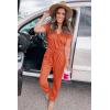 imagePRETTYGARDEN Jumpsuits for Women 2026 Spring Summer Casual Dressy Short Sleeve Romper Airport Vacation Travel OutfitsOrange Red