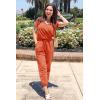 imagePRETTYGARDEN Jumpsuits for Women 2026 Spring Summer Casual Dressy Short Sleeve Romper Airport Vacation Travel OutfitsOrange Red