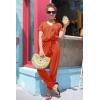 imagePRETTYGARDEN Jumpsuits for Women 2026 Spring Summer Casual Dressy Short Sleeve Romper Airport Vacation Travel OutfitsOrange Red