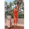 imagePRETTYGARDEN Jumpsuits for Women 2026 Spring Summer Casual Dressy Short Sleeve Romper Airport Vacation Travel OutfitsOrange Red