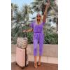 imagePRETTYGARDEN Jumpsuits for Women 2026 Spring Summer Casual Dressy Short Sleeve Romper Airport Vacation Travel OutfitsPurple