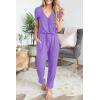 imagePRETTYGARDEN Jumpsuits for Women 2026 Spring Summer Casual Dressy Short Sleeve Romper Airport Vacation Travel OutfitsPurple