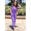 imagePRETTYGARDEN Jumpsuits for Women 2026 Spring Summer Casual Dressy Short Sleeve Romper Airport Vacation Travel OutfitsPurple