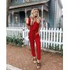 imagePRETTYGARDEN Jumpsuits for Women 2026 Spring Summer Casual Dressy Short Sleeve Romper Airport Vacation Travel OutfitsRed