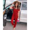 imagePRETTYGARDEN Jumpsuits for Women 2026 Spring Summer Casual Dressy Short Sleeve Romper Airport Vacation Travel OutfitsRed