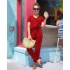 imagePRETTYGARDEN Jumpsuits for Women 2026 Spring Summer Casual Dressy Short Sleeve Romper Airport Vacation Travel OutfitsRed
