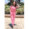 imagePRETTYGARDEN Jumpsuits for Women 2026 Spring Summer Casual Dressy Short Sleeve Romper Airport Vacation Travel OutfitsRose Pink