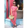 imagePRETTYGARDEN Jumpsuits for Women 2026 Spring Summer Casual Dressy Short Sleeve Romper Airport Vacation Travel OutfitsRose Pink