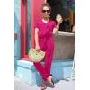 imagePRETTYGARDEN Jumpsuits for Women 2026 Spring Summer Casual Dressy Short Sleeve Romper Airport Vacation Travel OutfitsRose Red