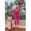 imagePRETTYGARDEN Jumpsuits for Women 2026 Spring Summer Casual Dressy Short Sleeve Romper Airport Vacation Travel OutfitsRose Red