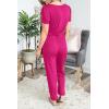 imagePRETTYGARDEN Jumpsuits for Women 2026 Spring Summer Casual Dressy Short Sleeve Romper Airport Vacation Travel OutfitsRose Red