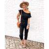 imagePRETTYGARDEN Jumpsuits for Women 2026 Summer Dressy Off Shoulder Romper Spring Vacation Travel Lounge Outfits ClothesBlack