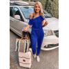 imagePRETTYGARDEN Jumpsuits for Women 2026 Summer Dressy Off Shoulder Romper Spring Vacation Travel Lounge Outfits ClothesBlue