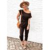 imagePRETTYGARDEN Jumpsuits for Women 2026 Summer Dressy Off Shoulder Romper Spring Vacation Travel Lounge Outfits ClothesBrown