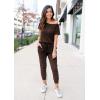 imagePRETTYGARDEN Jumpsuits for Women 2026 Summer Dressy Off Shoulder Romper Spring Vacation Travel Lounge Outfits ClothesBrown
