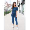 imagePRETTYGARDEN Jumpsuits for Women 2026 Summer Dressy Off Shoulder Romper Spring Vacation Travel Lounge Outfits ClothesDark Blue
