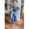 imagePRETTYGARDEN Jumpsuits for Women 2026 Summer Dressy Off Shoulder Romper Spring Vacation Travel Lounge Outfits ClothesGrey Blue