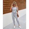 imagePRETTYGARDEN Jumpsuits for Women 2026 Summer Dressy Off Shoulder Romper Spring Vacation Travel Lounge Outfits ClothesGrey Camouflage