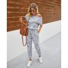 imagePRETTYGARDEN Jumpsuits for Women 2026 Summer Dressy Off Shoulder Romper Spring Vacation Travel Lounge Outfits ClothesGrey Camouflage