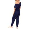imagePRETTYGARDEN Jumpsuits for Women 2026 Summer Dressy Off Shoulder Romper Spring Vacation Travel Lounge Outfits ClothesNavy