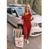 imagePRETTYGARDEN Jumpsuits for Women 2026 Summer Dressy Off Shoulder Romper Spring Vacation Travel Lounge Outfits ClothesRed