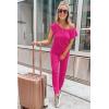 imagePRETTYGARDEN Jumpsuits for Women 2026 Summer Dressy Off Shoulder Romper Spring Vacation Travel Lounge Outfits ClothesRose Red