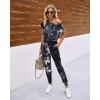 imagePRETTYGARDEN Jumpsuits for Women 2026 Summer Dressy Off Shoulder Romper Spring Vacation Travel Lounge Outfits ClothesTie Dyeblack