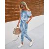 imagePRETTYGARDEN Jumpsuits for Women 2026 Summer Dressy Off Shoulder Romper Spring Vacation Travel Lounge Outfits ClothesTie Dyeblue
