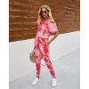imagePRETTYGARDEN Jumpsuits for Women 2026 Summer Dressy Off Shoulder Romper Spring Vacation Travel Lounge Outfits ClothesTie Dyered