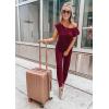 imagePRETTYGARDEN Jumpsuits for Women 2026 Summer Dressy Off Shoulder Romper Spring Vacation Travel Lounge Outfits ClothesWine Red