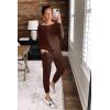 imagePRETTYGARDEN Jumpsuits for Women Casual 2026 Fall Long Sleeve Off Shoulder Rompers One Piece Travel Outfits Fashion ClothingBrown