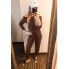 imagePRETTYGARDEN Jumpsuits for Women Casual 2026 Fall Long Sleeve Off Shoulder Rompers One Piece Travel Outfits Fashion ClothingBrown