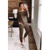 imagePRETTYGARDEN Jumpsuits for Women Casual 2026 Fall Long Sleeve Off Shoulder Rompers One Piece Travel Outfits Fashion ClothingKhaki