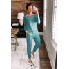 imagePRETTYGARDEN Jumpsuits for Women Casual 2026 Fall Long Sleeve Off Shoulder Rompers One Piece Travel Outfits Fashion ClothingLight Green