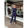 imagePRETTYGARDEN Jumpsuits for Women Casual 2026 Fall Long Sleeve Off Shoulder Rompers One Piece Travel Outfits Fashion ClothingNavy