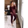 imagePRETTYGARDEN Jumpsuits for Women Casual 2026 Fall Long Sleeve Off Shoulder Rompers One Piece Travel Outfits Fashion ClothingWine Red