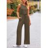 imagePRETTYGARDEN Jumpsuits for Women Casual 2026 Summer Sleeveless Wide Leg Pants Rompers One Piece Beach Vacation Spring OutfitsArmy Green