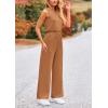 imagePRETTYGARDEN Jumpsuits for Women Casual 2026 Summer Sleeveless Wide Leg Pants Rompers One Piece Beach Vacation Spring OutfitsCamel