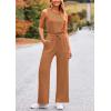 imagePRETTYGARDEN Jumpsuits for Women Casual 2026 Summer Sleeveless Wide Leg Pants Rompers One Piece Beach Vacation Spring OutfitsCamel
