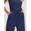 imagePRETTYGARDEN Jumpsuits for Women Casual 2026 Summer Sleeveless Wide Leg Pants Rompers One Piece Beach Vacation Spring OutfitsDark Blue