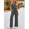 imagePRETTYGARDEN Jumpsuits for Women Casual 2026 Summer Sleeveless Wide Leg Pants Rompers One Piece Beach Vacation Spring OutfitsDark Grey