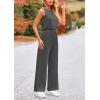 imagePRETTYGARDEN Jumpsuits for Women Casual 2026 Summer Sleeveless Wide Leg Pants Rompers One Piece Beach Vacation Spring OutfitsDark Grey