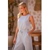 imagePRETTYGARDEN Jumpsuits for Women Casual 2026 Summer Sleeveless Wide Leg Pants Rompers One Piece Beach Vacation Spring OutfitsGrey