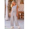 imagePRETTYGARDEN Jumpsuits for Women Casual 2026 Summer Sleeveless Wide Leg Pants Rompers One Piece Beach Vacation Spring OutfitsGrey