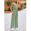 imagePRETTYGARDEN Jumpsuits for Women Casual 2026 Summer Sleeveless Wide Leg Pants Rompers One Piece Beach Vacation Spring OutfitsGrey Green